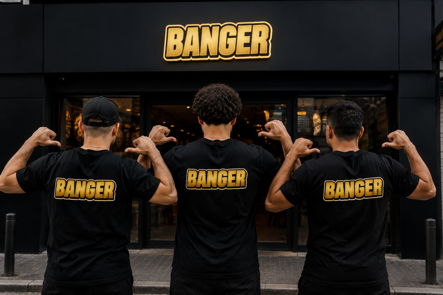 Équipe BANGER devant le restaurant